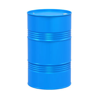 Blue metal drum barrel with metal bands