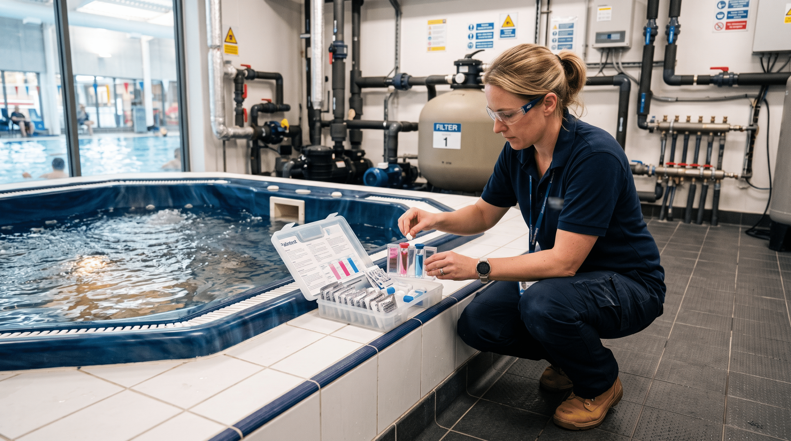 EasychemTrade | Hot Tub and Spa Chemicals: A Maintenance Guide for Operators Spa operator testing water treated with spa chemicals in the UK