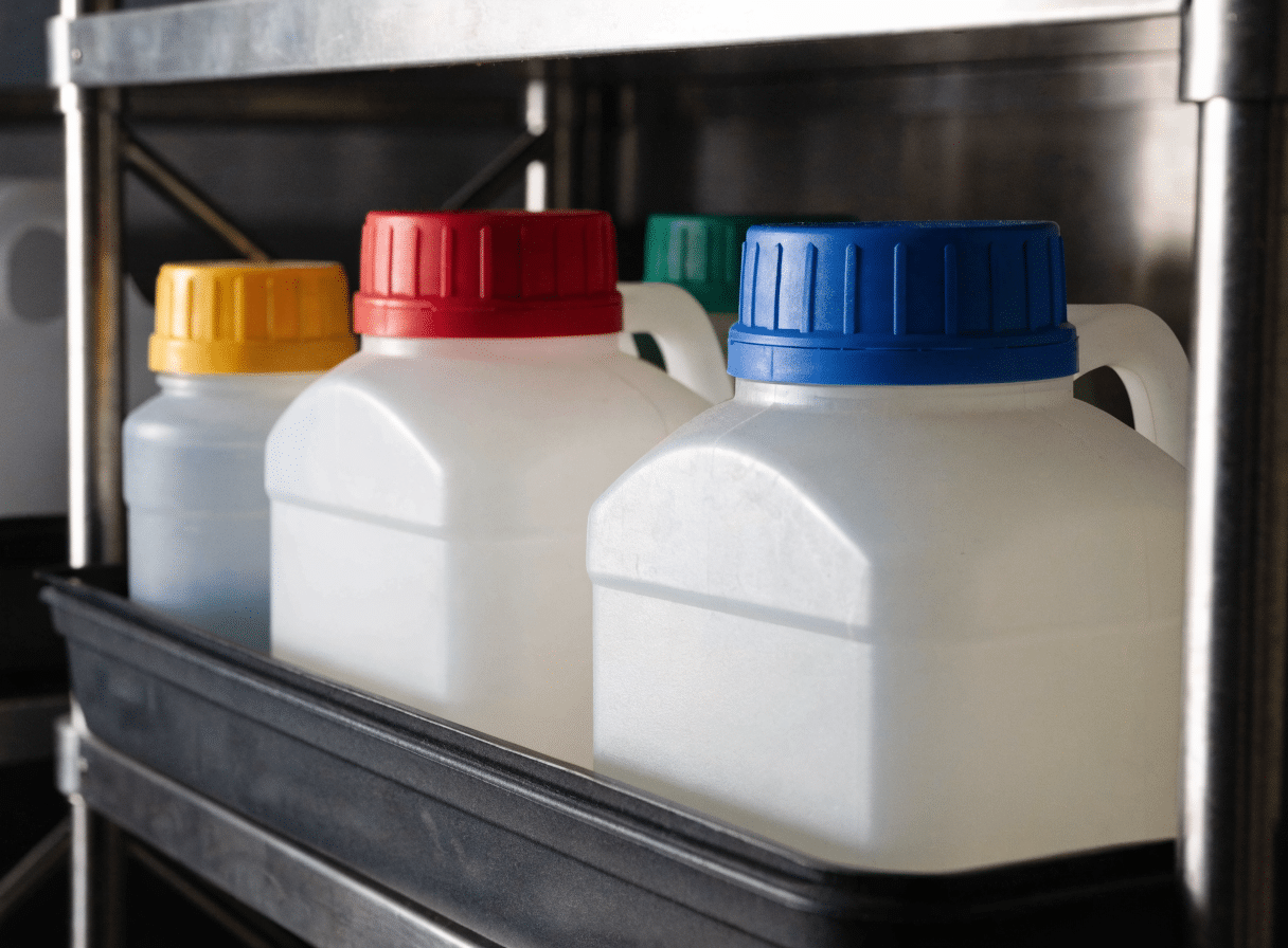 EasychemTrade | How to Store Agricultural Chemicals Safely on Your Farm labelled containers showing safe agricultural chemical storage